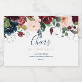 ロマンチックなブルゴーニュ、ピンクとミッドナイトブルーのラベル リキュールボトルラベル (シングルラベル)