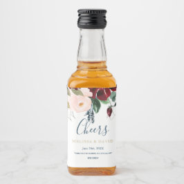 ロマンチックなブルゴーニュ、ピンクとミッドナイトブルーのラベル リキュールボトルラベル