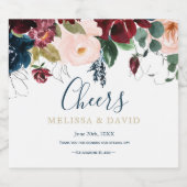 ロマンチックなブルゴーニュ、ピンク、ブルーとブラックきらめく スパークリングワインラベル (シングルラベル)