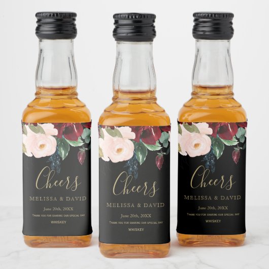 ロマンチックなブルゴーニュ、ピンク、ブルー、ブラック リキュールボトルラベル (ボトル)