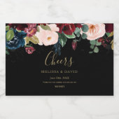 ロマンチックなブルゴーニュ、ピンク、ブルー、ブラック リキュールボトルラベル (シングルラベル)