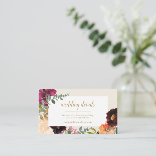 ロマンチックなブルゴーニュ+ピーチ結婚フローラズWebサイトE エンクロージャーカード (スタンド正面)