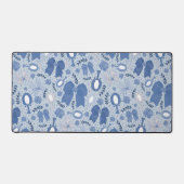 ロマンチックなブルーの弓とバラ デスクマット (正面)