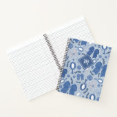 ロマンチックなブルーの弓とバラ ノートブック (内部)