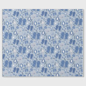 ロマンチックなブルーの弓とバラ ラッピングペーパー (フラット)