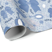 ロマンチックなブルーの弓とバラ ラッピングペーパー (ロールコーナー)