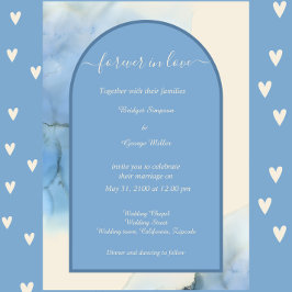 ロマンチックなブルーの抽象芸術結婚沿岸 招待状