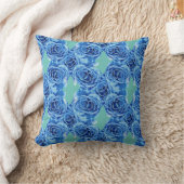 ロマンチックなブルーバラ クッション (ブランケット)