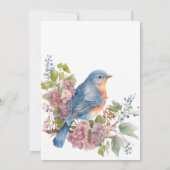 ロマンチックなブルーバード誕生日招待状 招待状 (裏面)