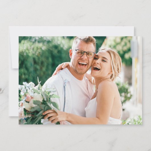 ロマンチックなブルーフローラ写真QRコー結婚ド セーブザデート (裏面)