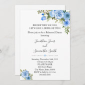 ロマンチックなブルーフローラbohoシックなリハーサルディナー 招待状 (正面/裏面)