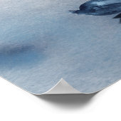 ロマンチックなブルー結婚スワンのディナー席の表 ポスター (角)