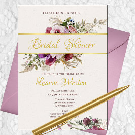 ロマンチックなブーケのブライダルシャワーの招待状 招待状