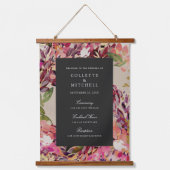 ロマンチックなブーケホットピンクブラック結婚の歓迎 吊り下げ型タペストリー (正面)