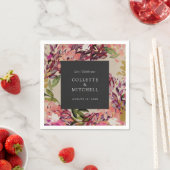 ロマンチックなブーケホットピンクブラック結婚ズ スタンダードカクテルナプキン (インサイチュ)