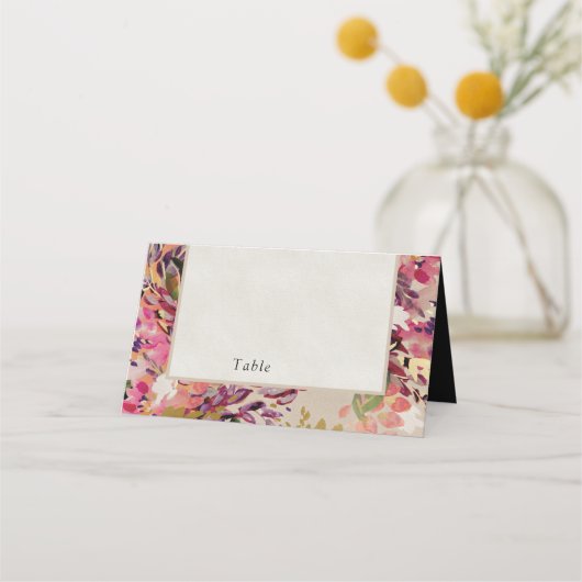 ロマンチックなブーケホットピンクブラック結婚ズ プレイスカード (正面)