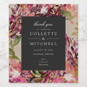 ロマンチックなブーケホットピンクブラック結婚ズ ワインラベル (シングルラベル)