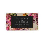 ロマンチックなブーケホットピンクブラック結婚金ゴールド ラベル (正面)