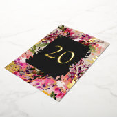 ロマンチックなブーケホットピンクブラック金ゴールドテーブル番号 箔招待状 (回転した状態)