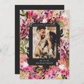 ロマンチックなブーケ熱いピンクの結婚式の日付を保存 招待状 (正面/裏面)