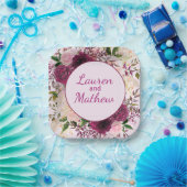 ロマンチックなプラムブルゴーニュ赤面ピンクパーソナライズされた ペーパープレート (パーティー)