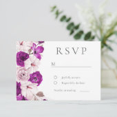 ロマンチックなプラム&赤面ウォーター結婚カラー 出欠カード (スタンド正面)