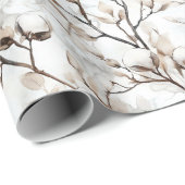 ロマンチックなプレ花嫁の白い花の木のウェディング ラッピングペーパー (ロールコーナー)