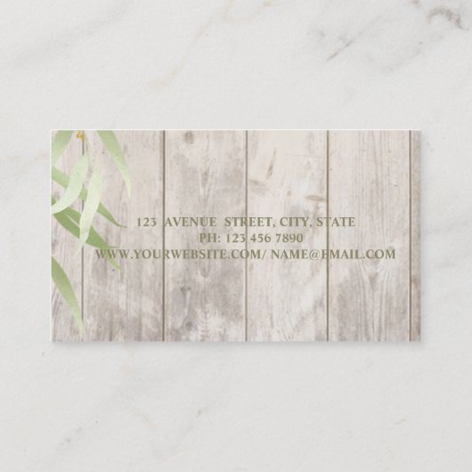 ロマンチックなプロフェッショナルさくらんぼツリー、木のテクスチャ 名刺 (裏面)