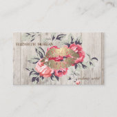 ロマンチックなプロフェッショナルフローラ、唇、木のテクスチャ 名刺 (正面)