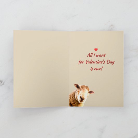 ロマンチックなプンラブエウェおもしろいヒツジ動物ユーモア シーズンカード (内部)