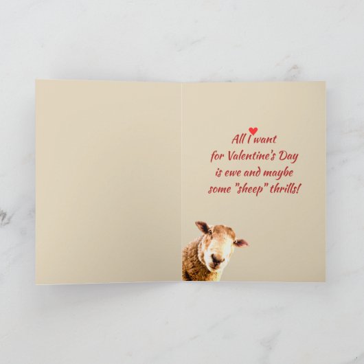 ロマンチックなプンラブエウェおもしろいヒツジ動物ユーモア シーズンカード (内部)