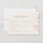 ロマンチックなベージュとピンクのバラの結婚式RSVPカード サンキューカード (正面)