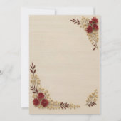 ロマンチックなベージュの花柄 ウェディング 招待状 (裏面)