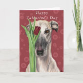 ロマンチックなペット犬と花のバレンタインデーカード カード (正面)