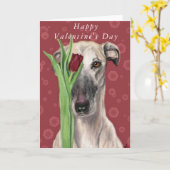 ロマンチックなペット犬と花のバレンタインデーカード カード (黄色い花)