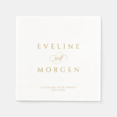 ロマンチックなペルソナライ結婚ブル金ゴールドのタイポグラフィ スタンダードカクテルナプキン (正面)