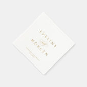 ロマンチックなペルソナライ結婚ブル金ゴールドのタイポグラフィ スタンダードカクテルナプキン (角)