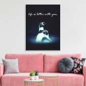 ロマンチックなペンギンのカップルの生活はあなたとの良い キャンバスプリント (インサイチュ (リビング))