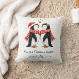 ロマンチックなペンギンのカップル オーダーメイド クリスマス クッション