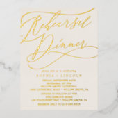 ロマンチックなホイルアイボリーリハーサル夕食挿入カード 箔招待状ポストカード (正面)