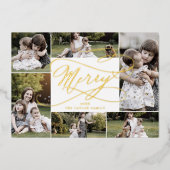 ロマンチックなホイルメリークリスマス7フォトコラージュ 箔シーズンカード (正面)