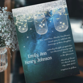 ロマンチックなホタルのメイスン結婚ジャー 招待状