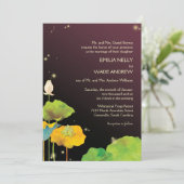 ロマンチックなホタルの夜の結婚カエル 招待状 (スタンド正面)