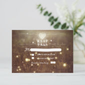 ロマンチックなホタル素朴なライト結婚式RSVP 出欠カード (スタンド正面)