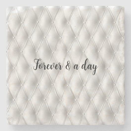 ロマンチックなホワイトのフェイクレザー ストーンコースター (正面)