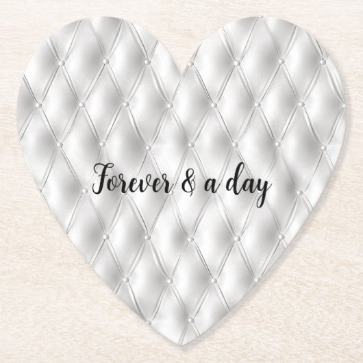 ロマンチックなホワイトのフェイクレザー ペーパーコースター (正面)