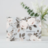 ロマンチックなホワイトウォーター色のバラサンキューカード サンキューカード (スタンド正面)