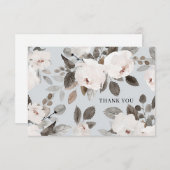 ロマンチックなホワイトウォーター色のバラサンキューカード サンキューカード (正面/裏面)