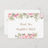 ロマンチックなホワイトウォーター色のフローラサンキューカード サンキューカード (正面/裏面)