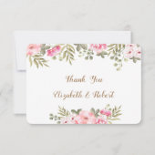 ロマンチックなホワイトウォーター色のフローラサンキューカード サンキューカード (正面)